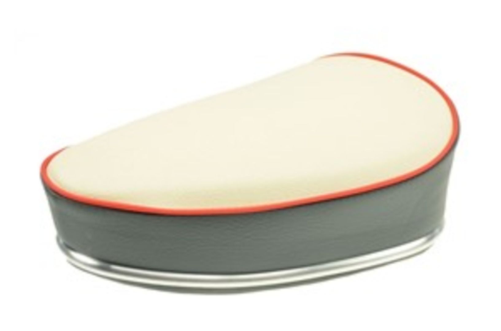 Sattel Mofa (Bänkli) mit Alufassung Creme/Grau