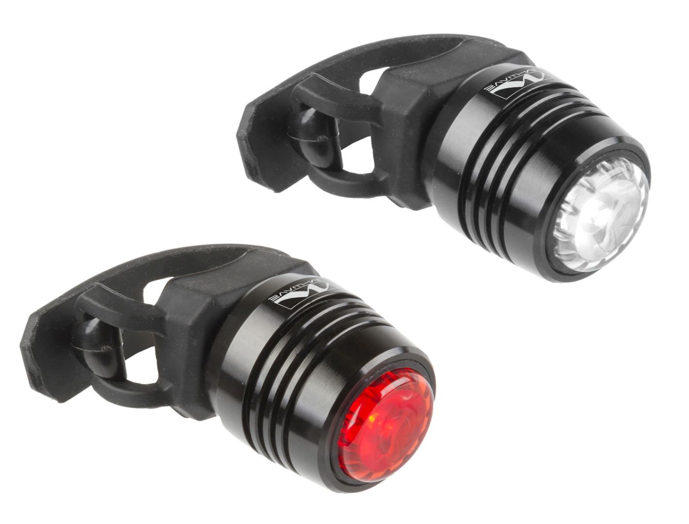 M-Wave Scheinwerferset Apollon mini 1 x rot und 1 x weiss LED