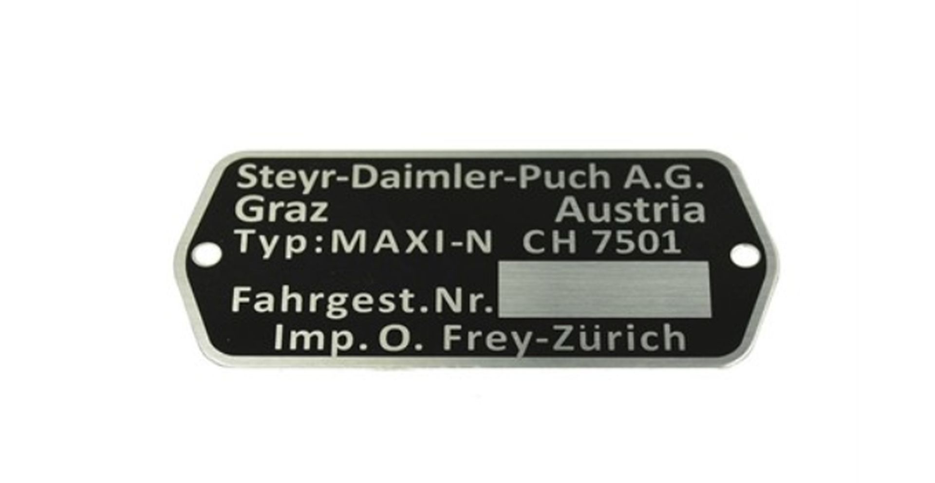 Puch plaque signalétique vide CH7501 pour Maxi N