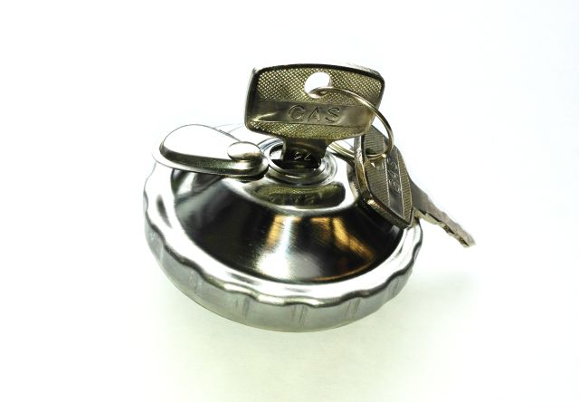 Tankdeckel Imitation 30 mm Bajonett mit Schloss verchromt