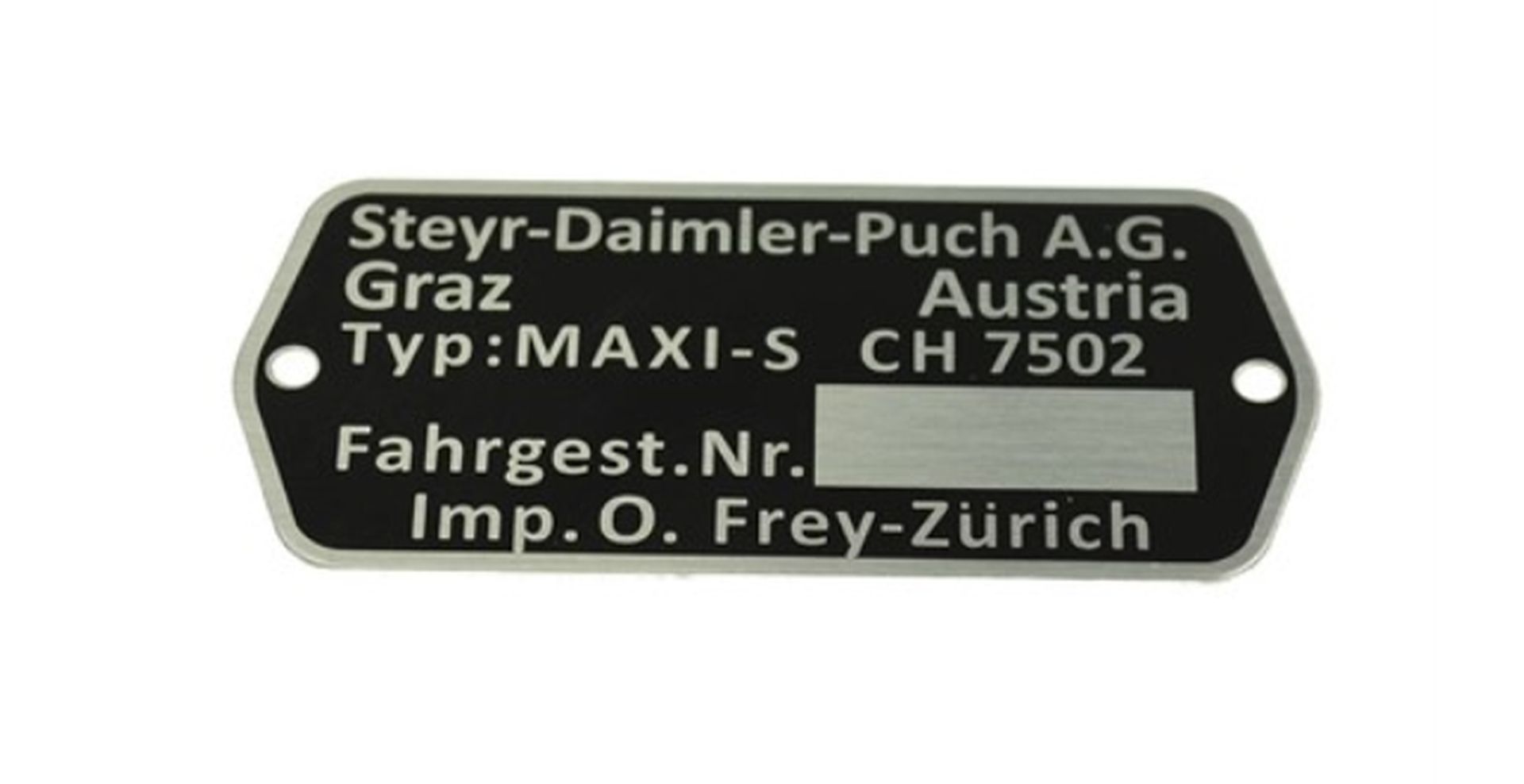 Puch plaque signalétique vide CH7502 pour Maxi S