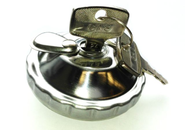 Tankdeckel Imitation 40 mm Bajonett mit Schloss verchromt