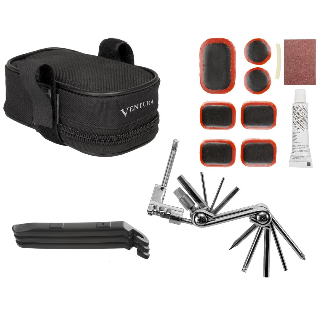 Ventura Satteltasche mit Reparaturset schwarz