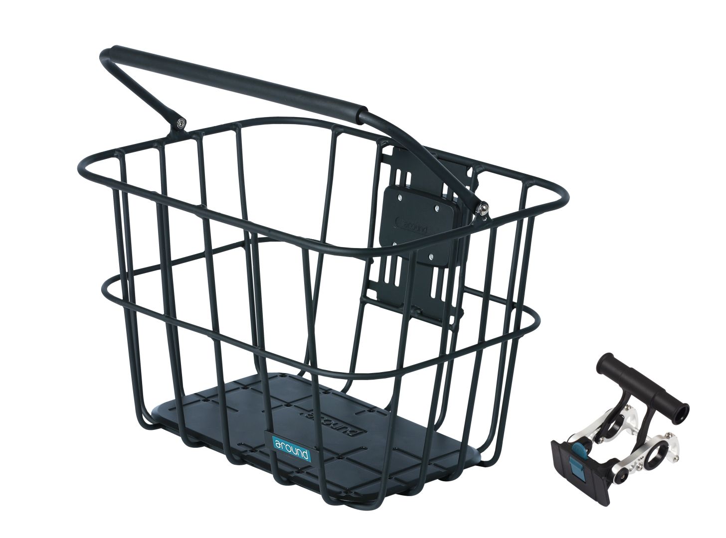 Panier Alu Around avant avec support 39 x 30 x 26 cm noir mat